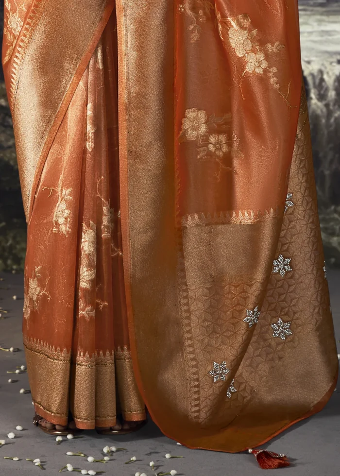 Dusty Orange Banarasi Saree