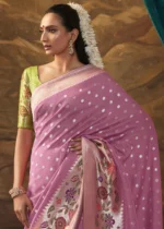 Dusty Pink Paithani Silk Saree