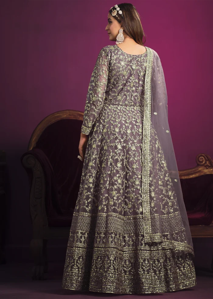 Dusty Purple Heavy Embroidery Anarkali