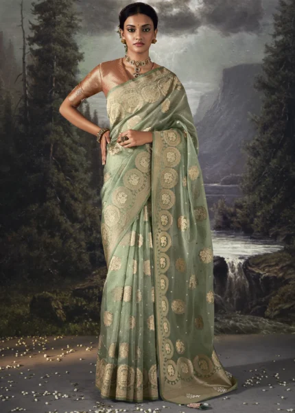 Fair Green Banarasi Saree