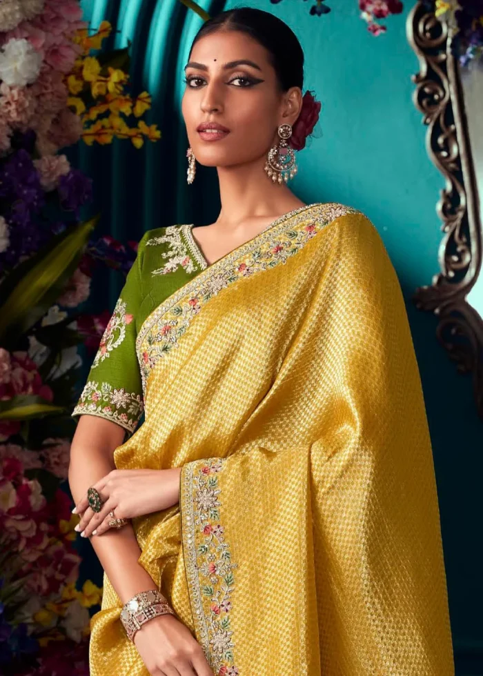 Golden Yellow Kanjivaram Silk Saree