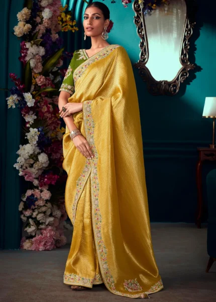 Golden Yellow Kanjivaram Silk Saree