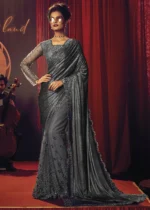 Gray Designer Saree with Heavy Work