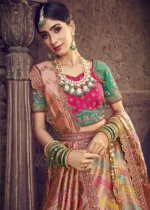 Green and Pink Banarasi Lehenga