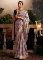 Lavender Banarasi Dola Silk Saree