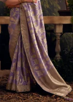 Lavender Banarasi Dola Silk Saree