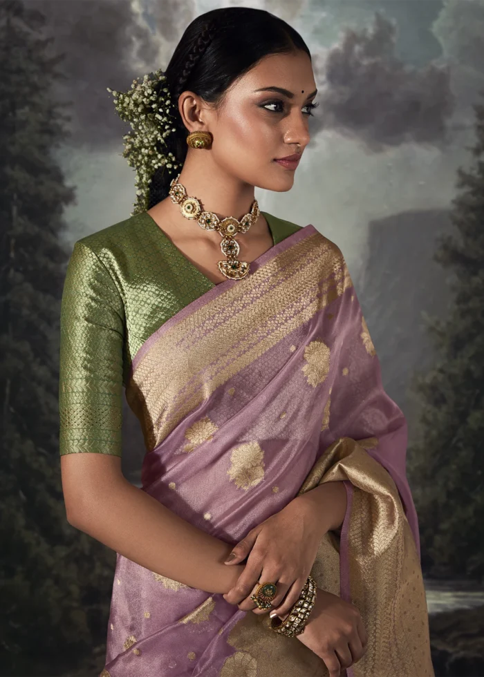 Lavender Banarasi Saree