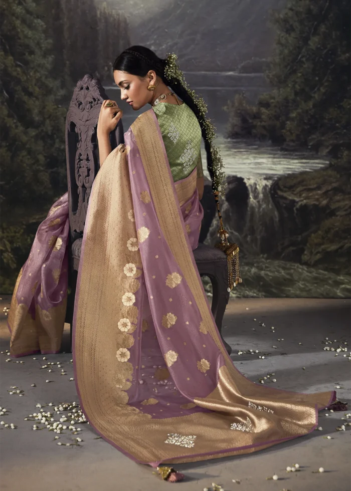 Lavender Banarasi Saree