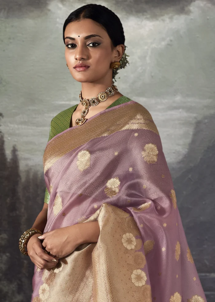 Lavender Banarasi Saree