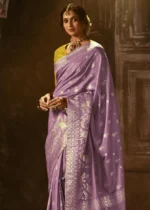 Lavender Banarasi Silk Saree