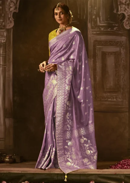 Lavender Banarasi Silk Saree