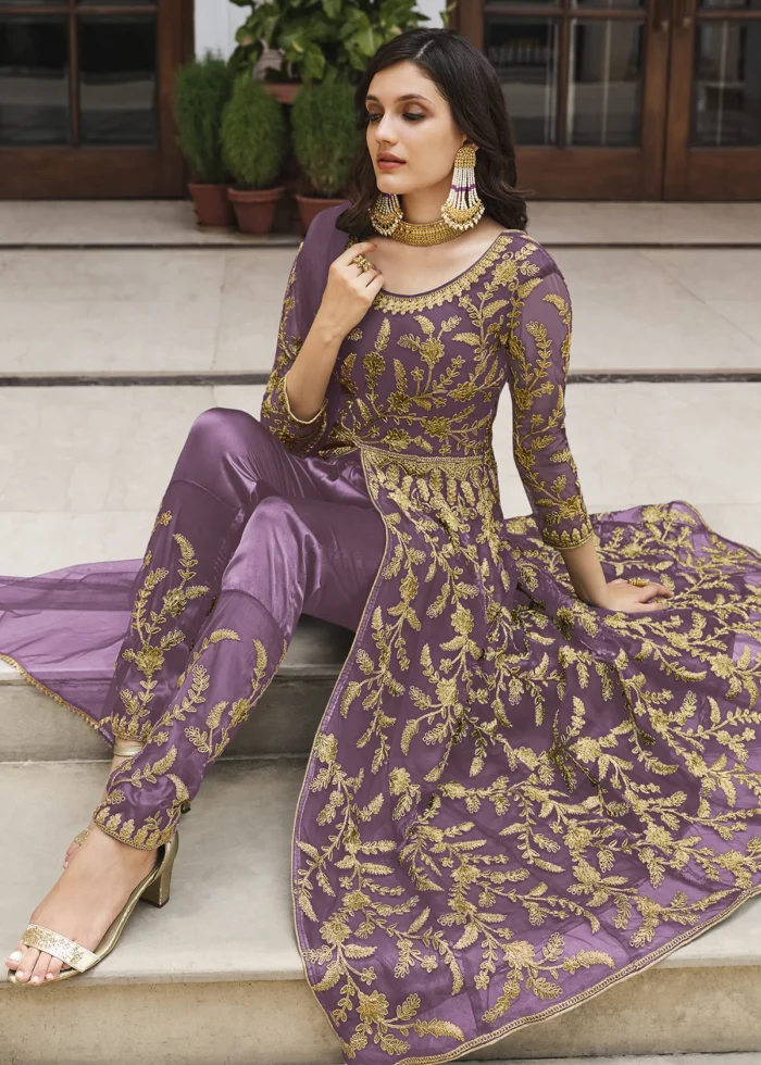 Lavender Heavy Embroidery Anarkali