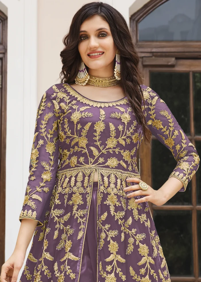 Lavender Heavy Embroidery Anarkali