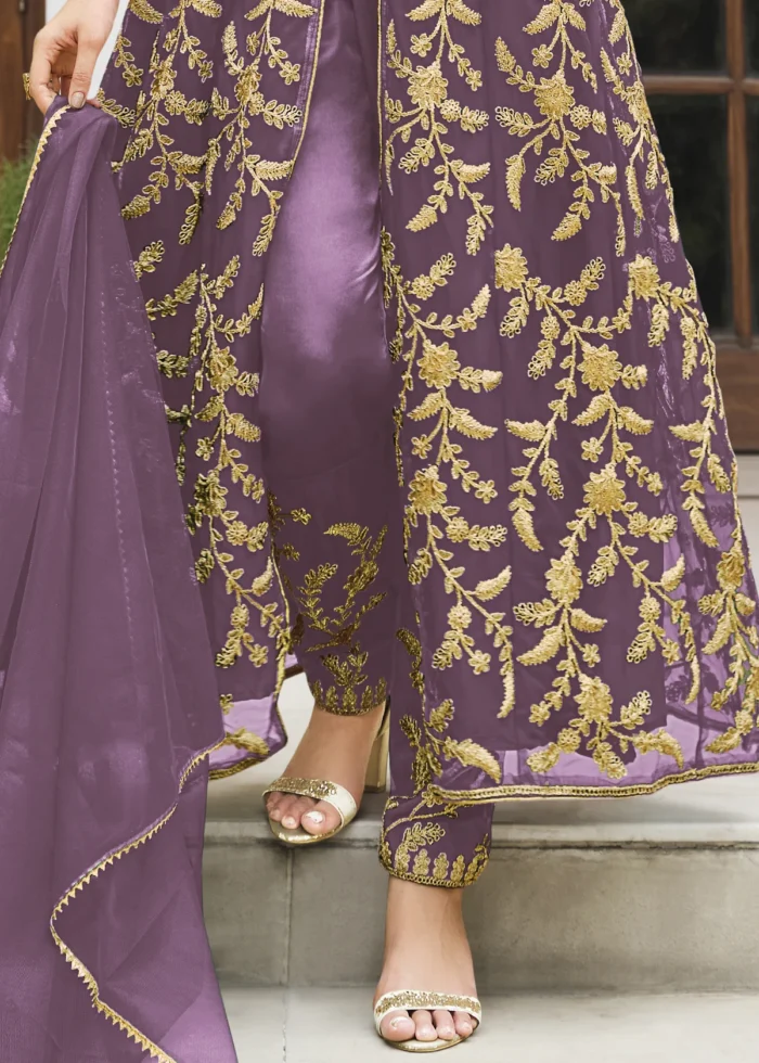 Lavender Heavy Embroidery Anarkali