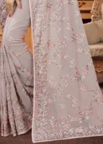 Lilac Embroidered Saree