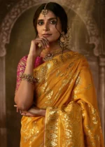 Marigold Orange Banarasi Silk Saree