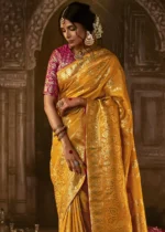 Marigold Orange Banarasi Silk Saree