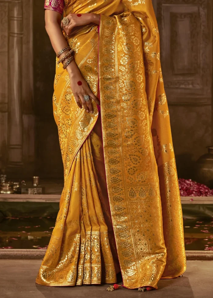 Marigold Orange Banarasi Silk Saree