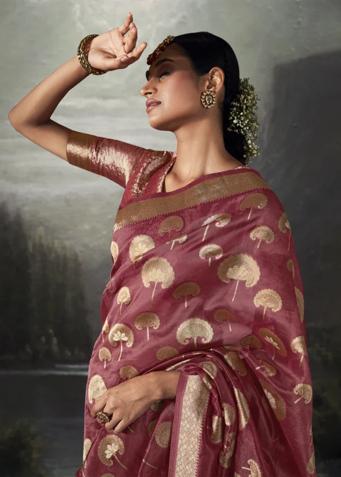 Maroon Banarasi Saree