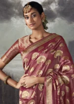 Maroon Banarasi Saree