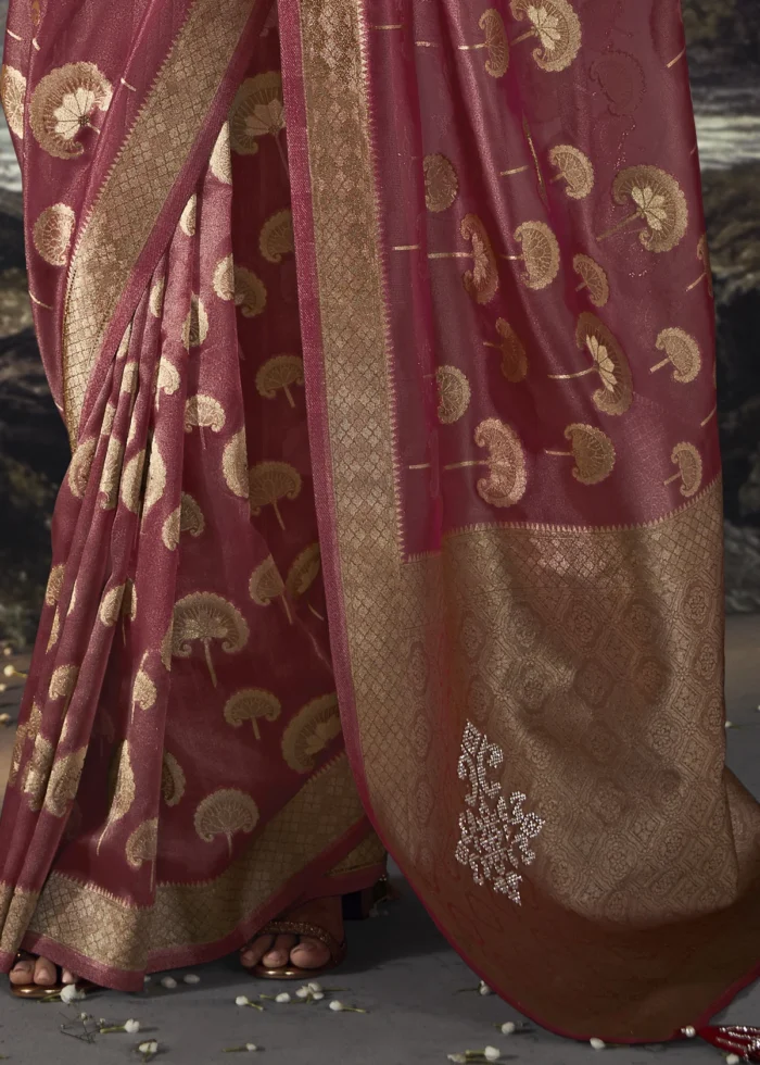 Maroon Banarasi Saree