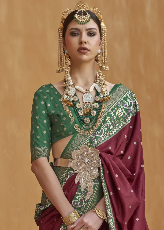 Maroon Patola Saree