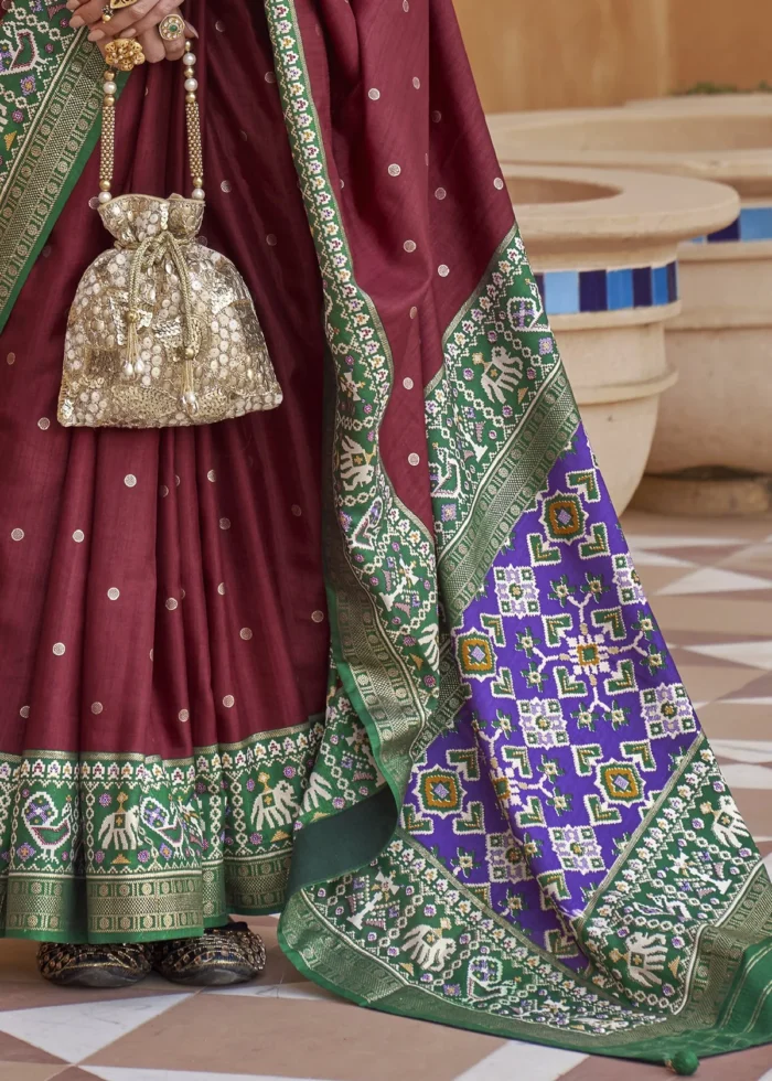 Maroon Patola Saree