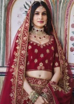 Maroon Velvet Lehenga