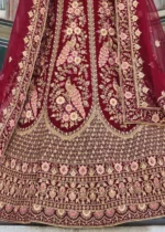 Maroon Velvet Lehenga