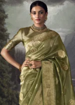 Mehndi Green Banarasi Saree