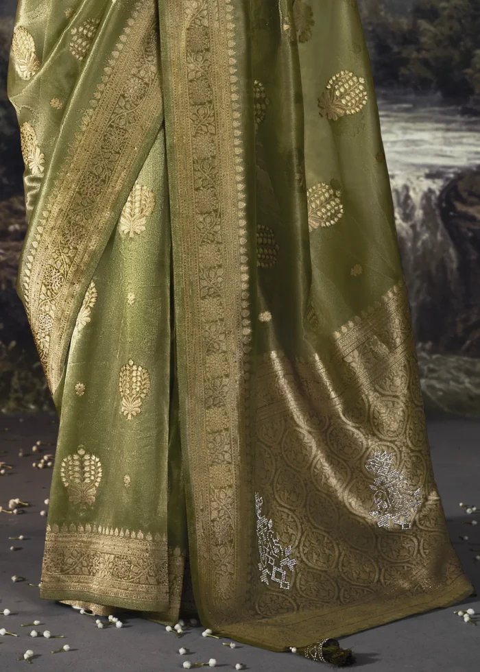 Mehndi Green Banarasi Saree