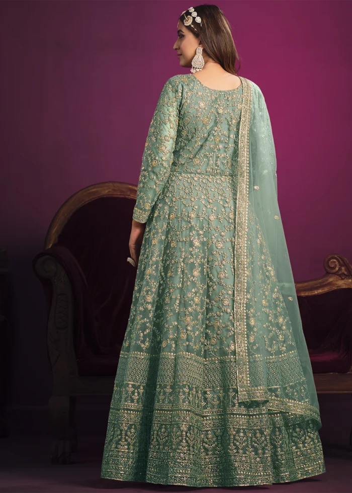 Mint Green Heavy Embroidery Anarkali