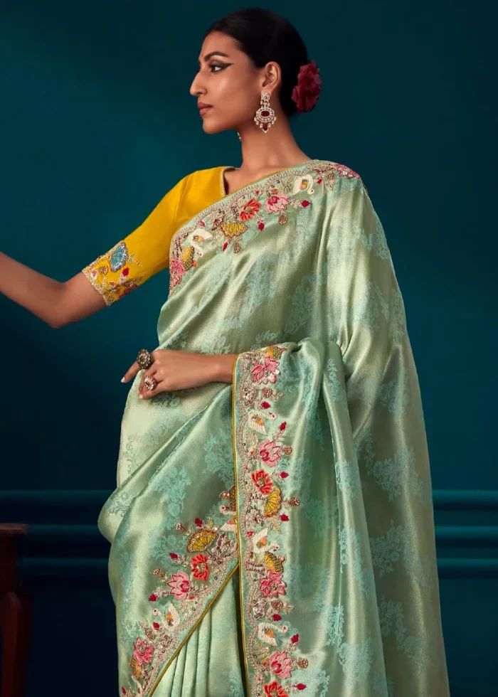 Mint Green Kanjivaram Silk Saree