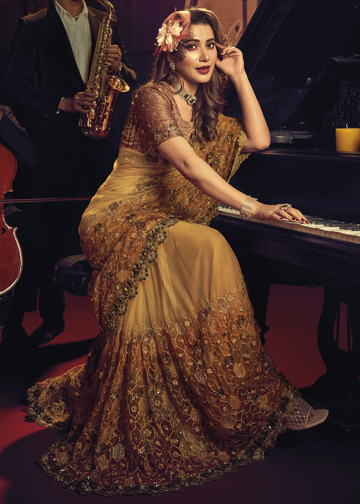 Mustard Yellow Designer Saree