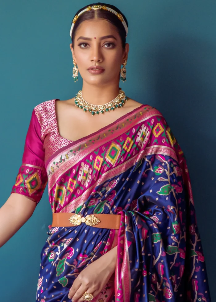 Navy Blue Paithani Silk Saree