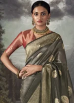 Olive Green Banarasi Saree