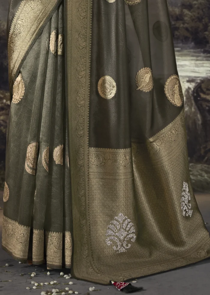 Olive Green Banarasi Saree