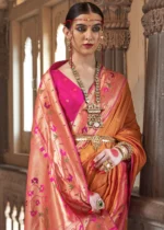 Orange Paithani Silk Saree