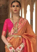 Orange Paithani Silk Saree