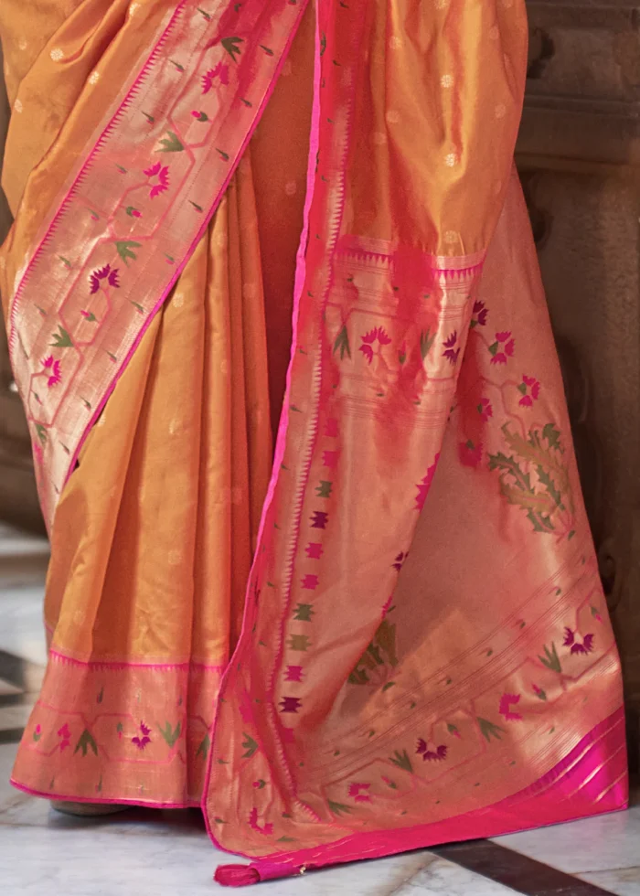 Orange Paithani Silk Saree