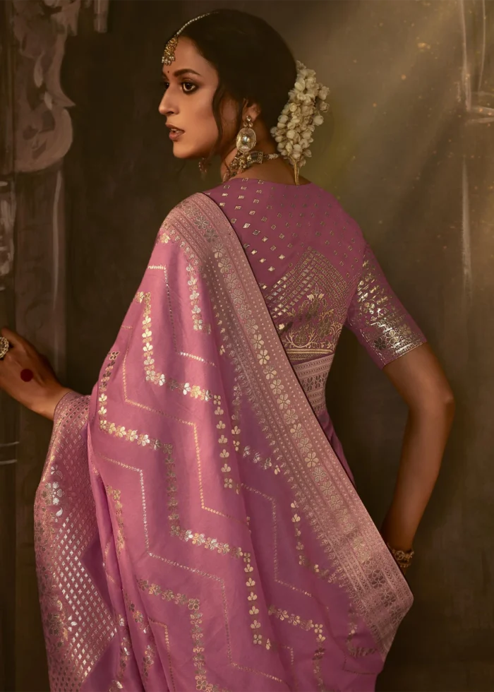 Orchid Pink Banarasi Silk Saree