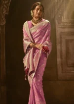 Orchid Pink Banarasi Silk Saree