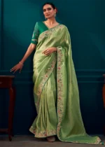 Parrot Green Kanjivaram Silk Saree