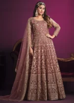 Peachy Pink Heavy Embroidery Anarkali