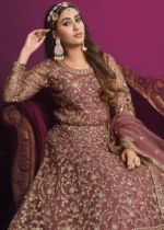 Peachy Pink Heavy Embroidery Anarkali