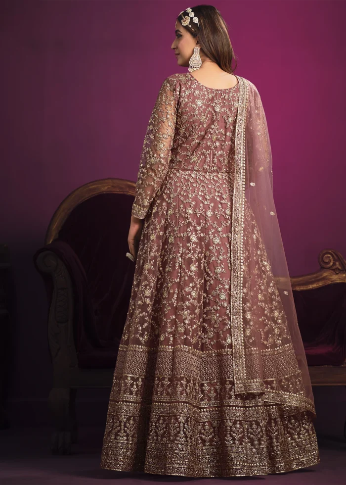 Peachy Pink Heavy Embroidery Anarkali