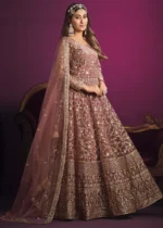 Peachy Pink Heavy Embroidery Anarkali