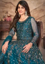 Peacock Blue Heavy Embroidery Anarkali