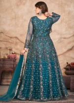 Peacock Blue Heavy Embroidery Anarkali