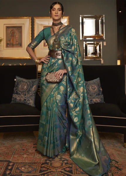 Pine Green Banarasi Saree